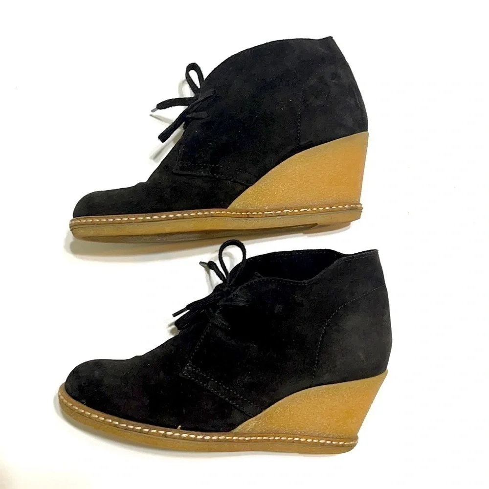 J.Crew Black Suede Wedge Shoe Italy